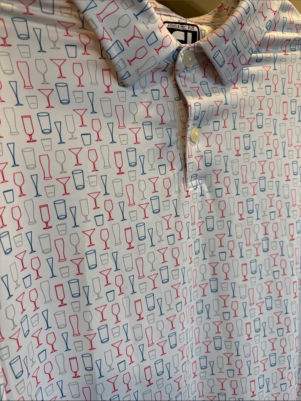 FootJoy Red, White & Blue Glassware Print Polo